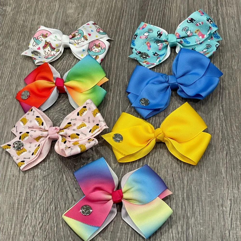 Set of 18 Girls Barrettes Colorful Unicorn Llama Bear Hearts D15